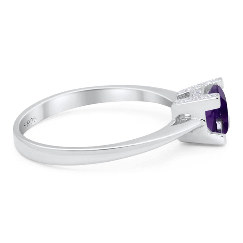 Minimalist Round Natural Stone Solitaire Ring