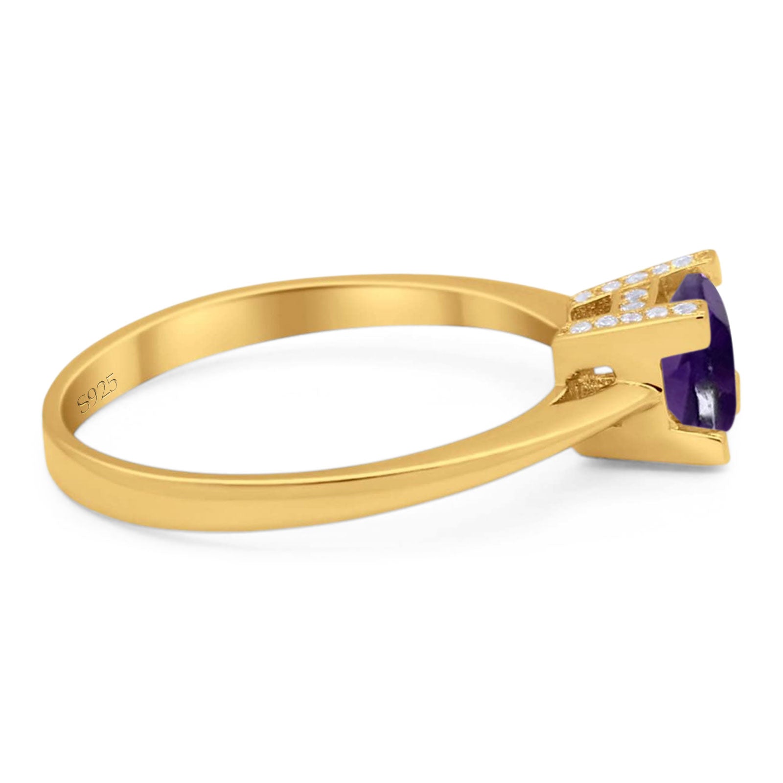 Minimalist Round Natural Stone Solitaire Ring