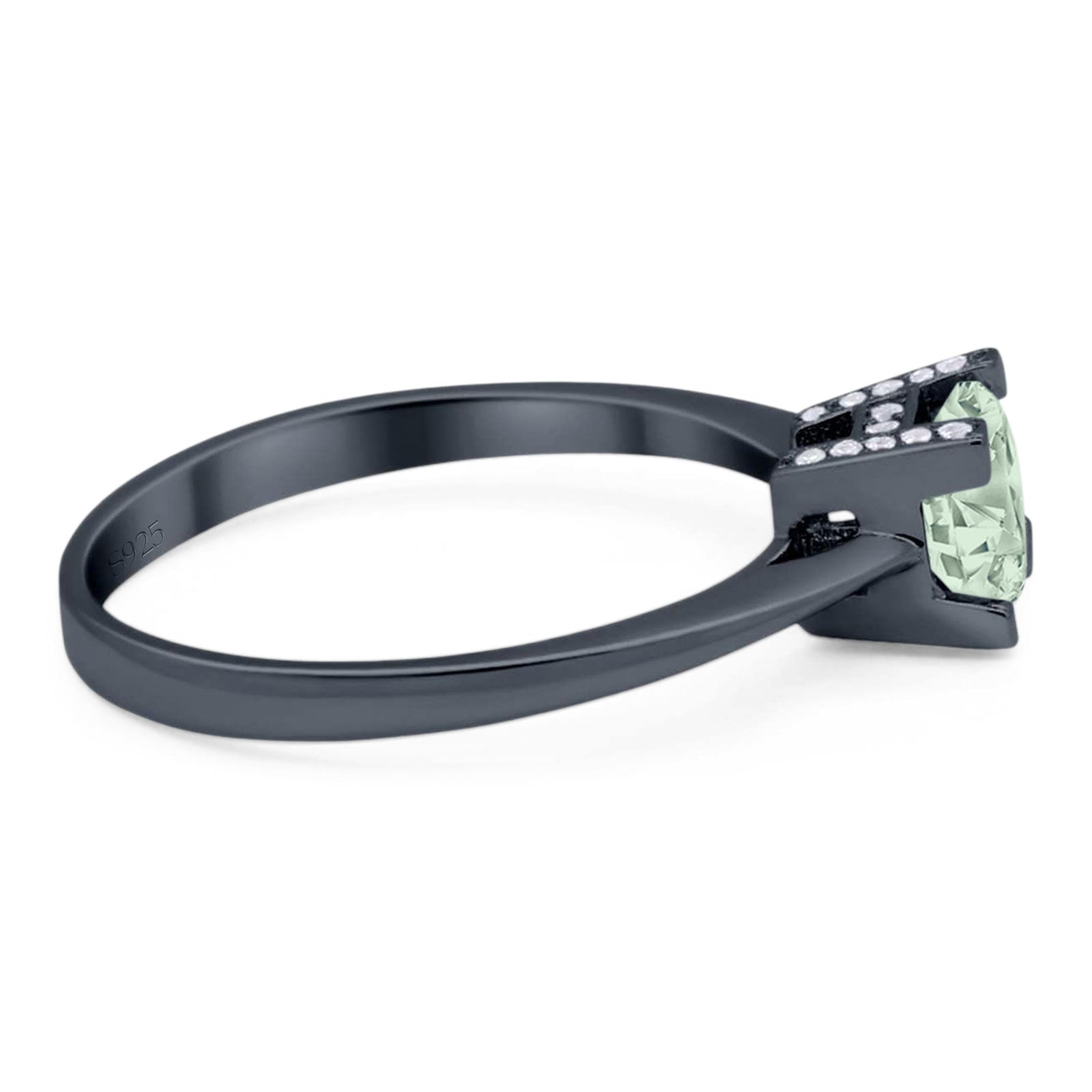 Minimalist Round Natural Stone Solitaire Ring