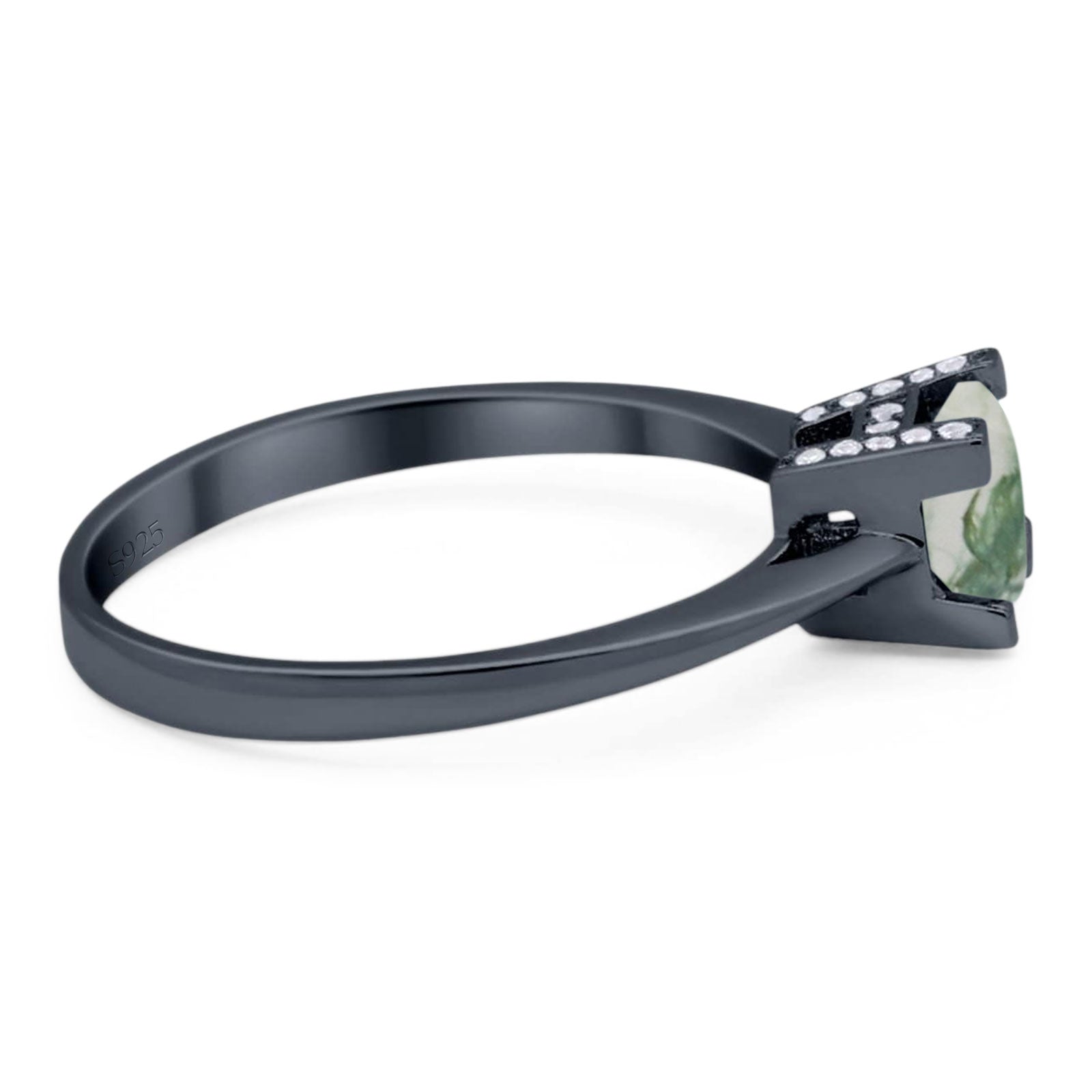 Minimalist Round Natural Stone Solitaire Ring