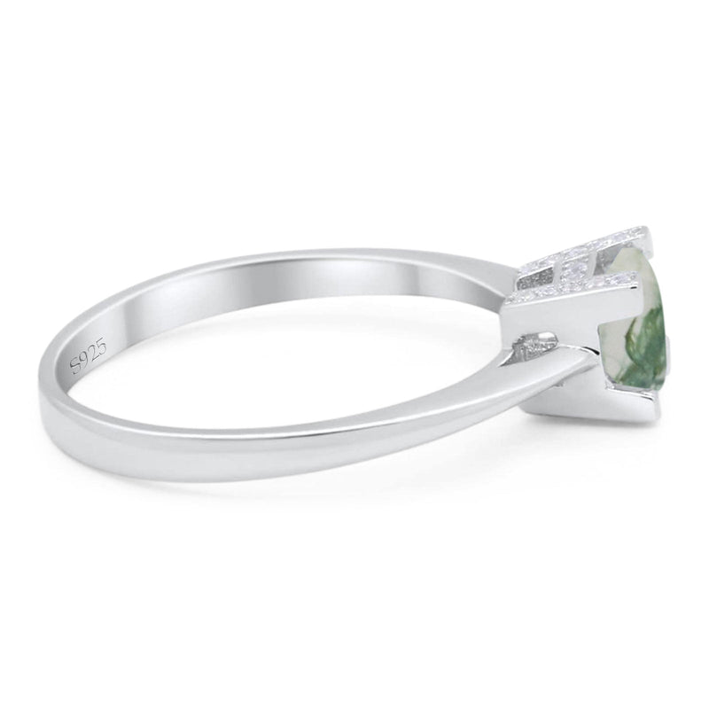 Minimalist Round Natural Stone Solitaire Ring