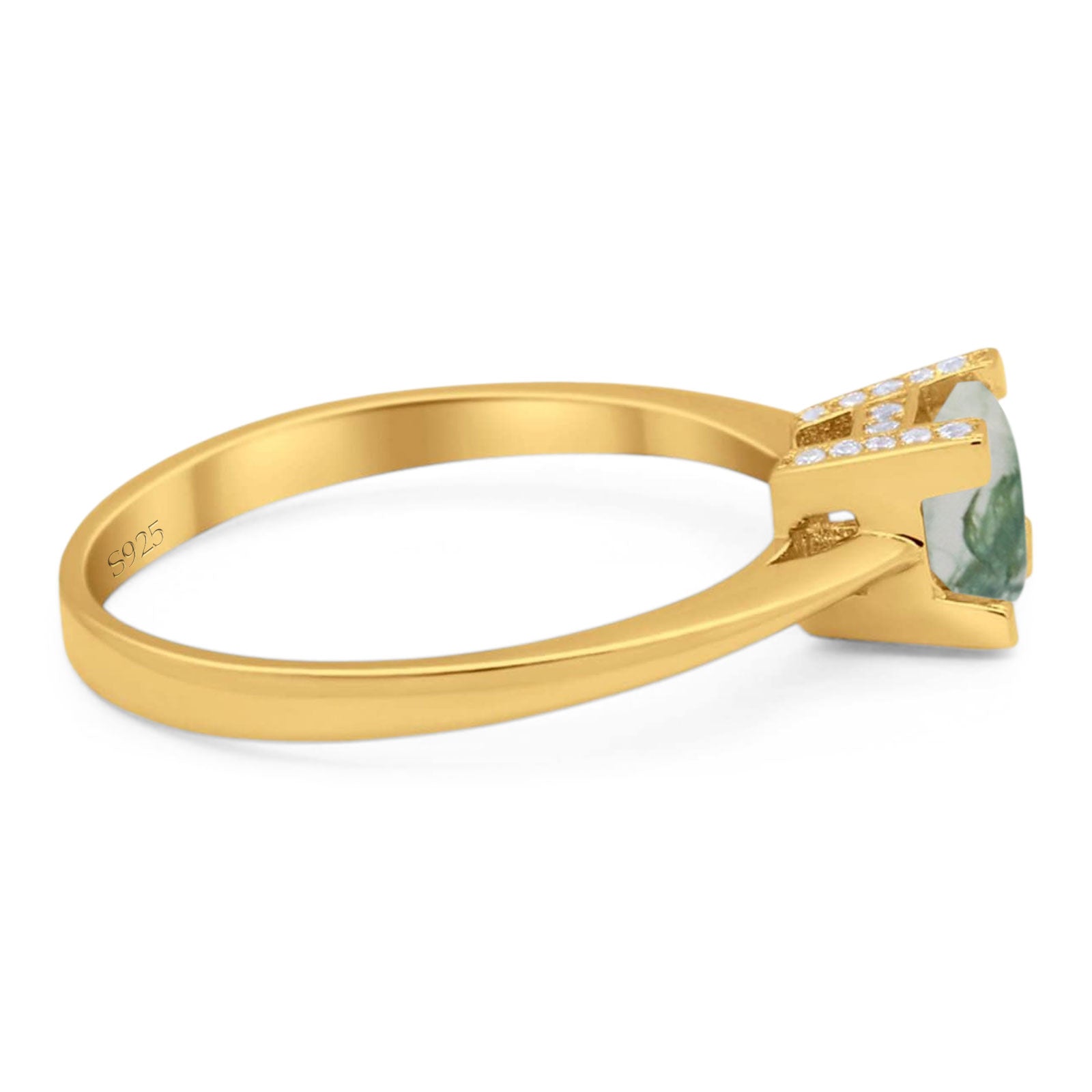 Minimalist Round Natural Stone Solitaire Ring