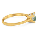 Minimalist Round Natural Stone Solitaire Ring