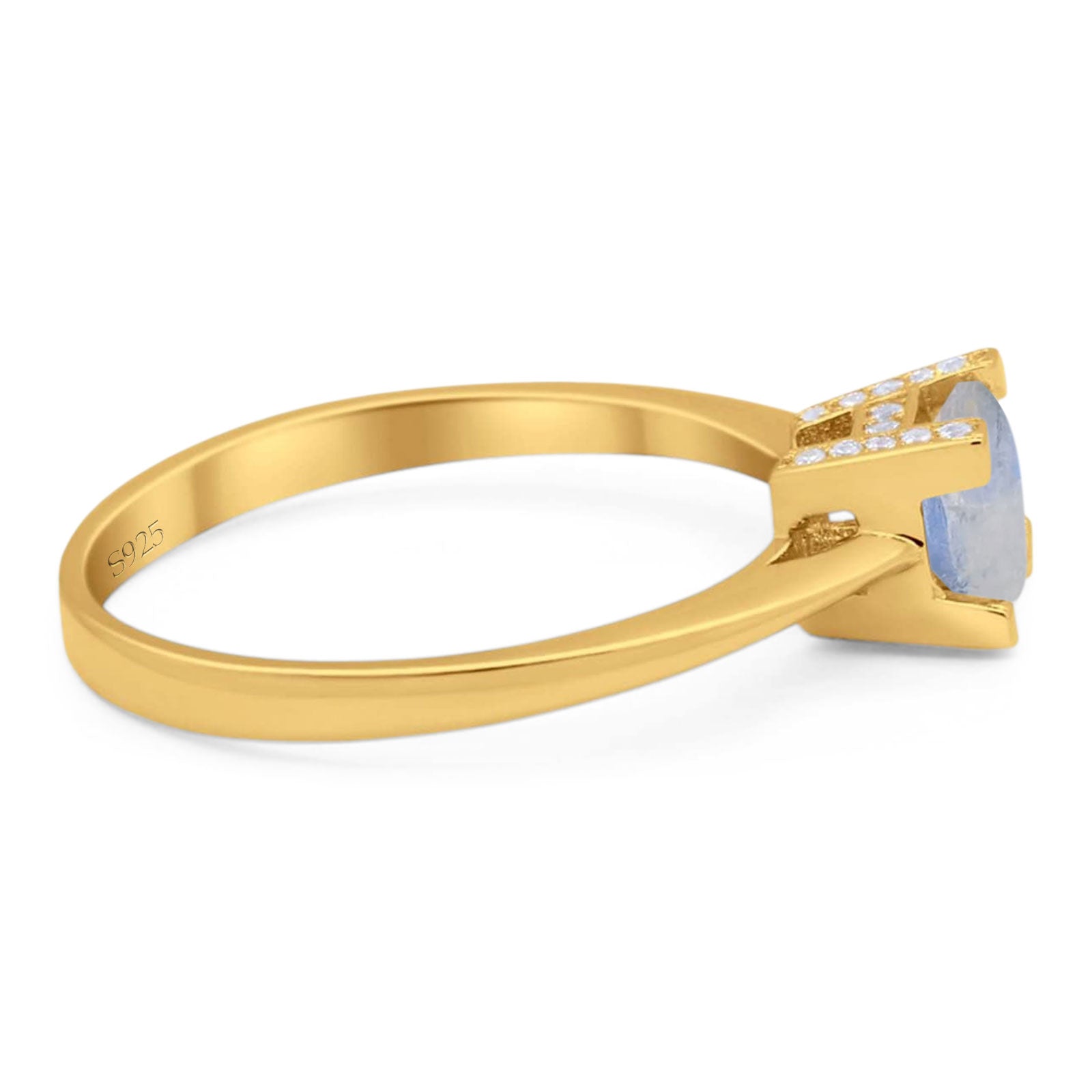 Minimalist Round Natural Stone Solitaire Ring
