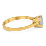 Minimalist Round Natural Stone Solitaire Ring