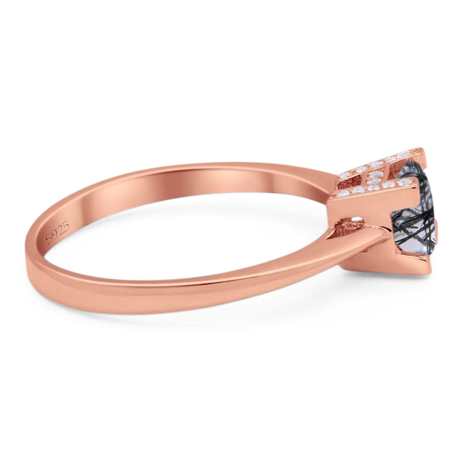 Minimalist Round Natural Stone Solitaire Ring