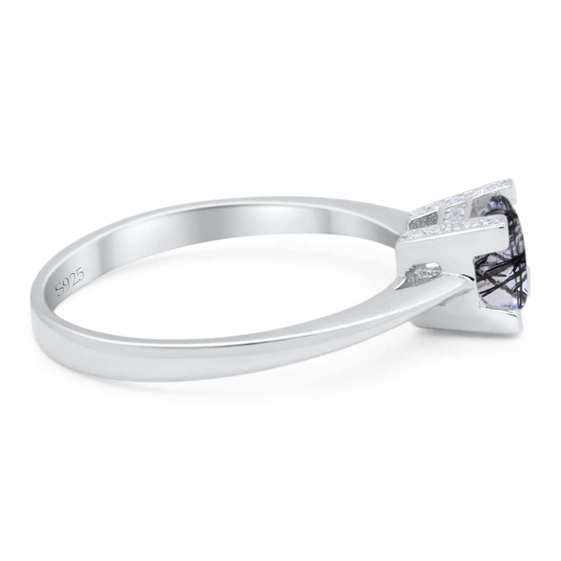 Minimalist Round Natural Stone Solitaire Ring