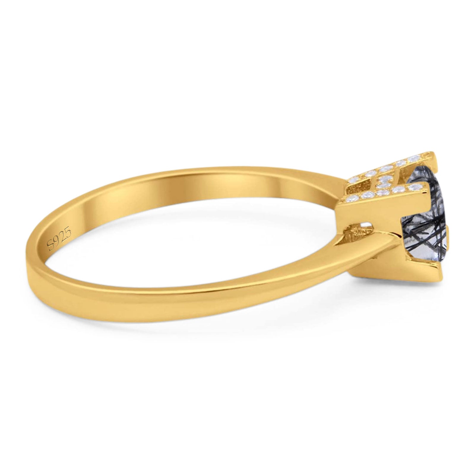 Minimalist Round Natural Stone Solitaire Ring