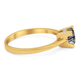 Minimalist Round Natural Stone Solitaire Ring