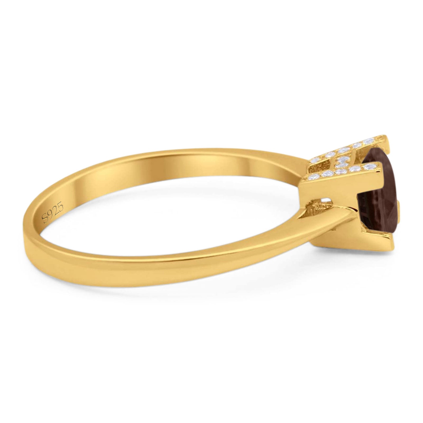 Minimalist Round Natural Stone Solitaire Ring