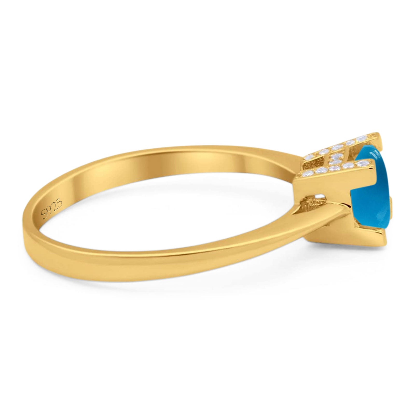 Minimalist Round Natural Stone Solitaire Ring