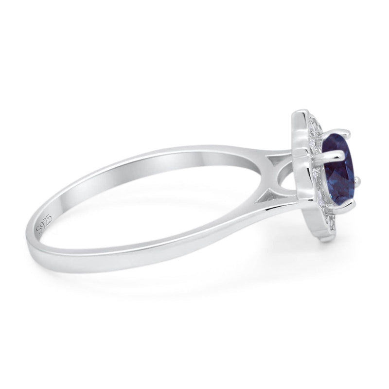 Floral Round Natural Stone Halo Ring