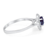 Floral Round Natural Stone Halo Ring
