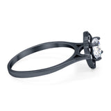 Floral Round Natural Stone Halo Ring