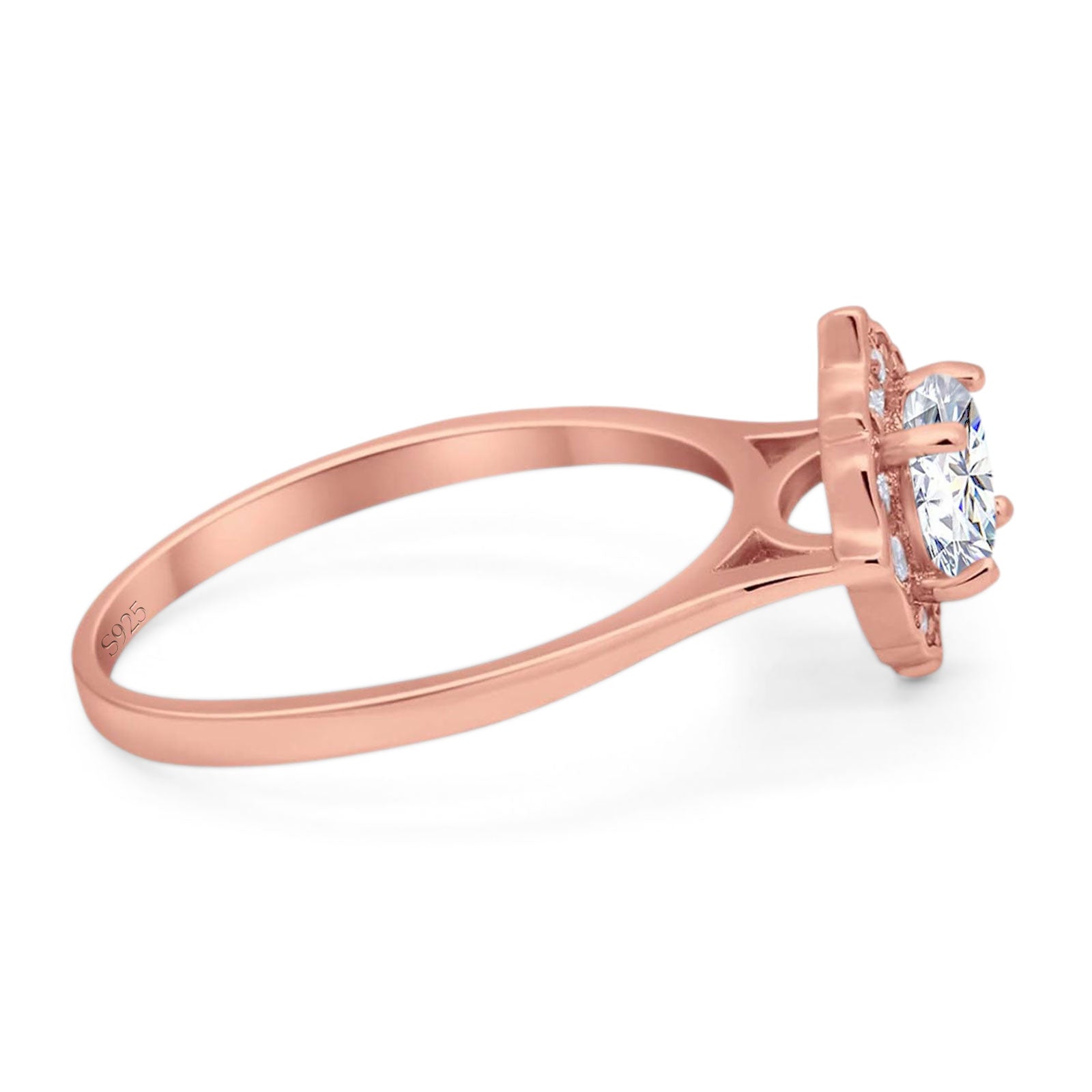 Floral Round Natural Stone Halo Ring