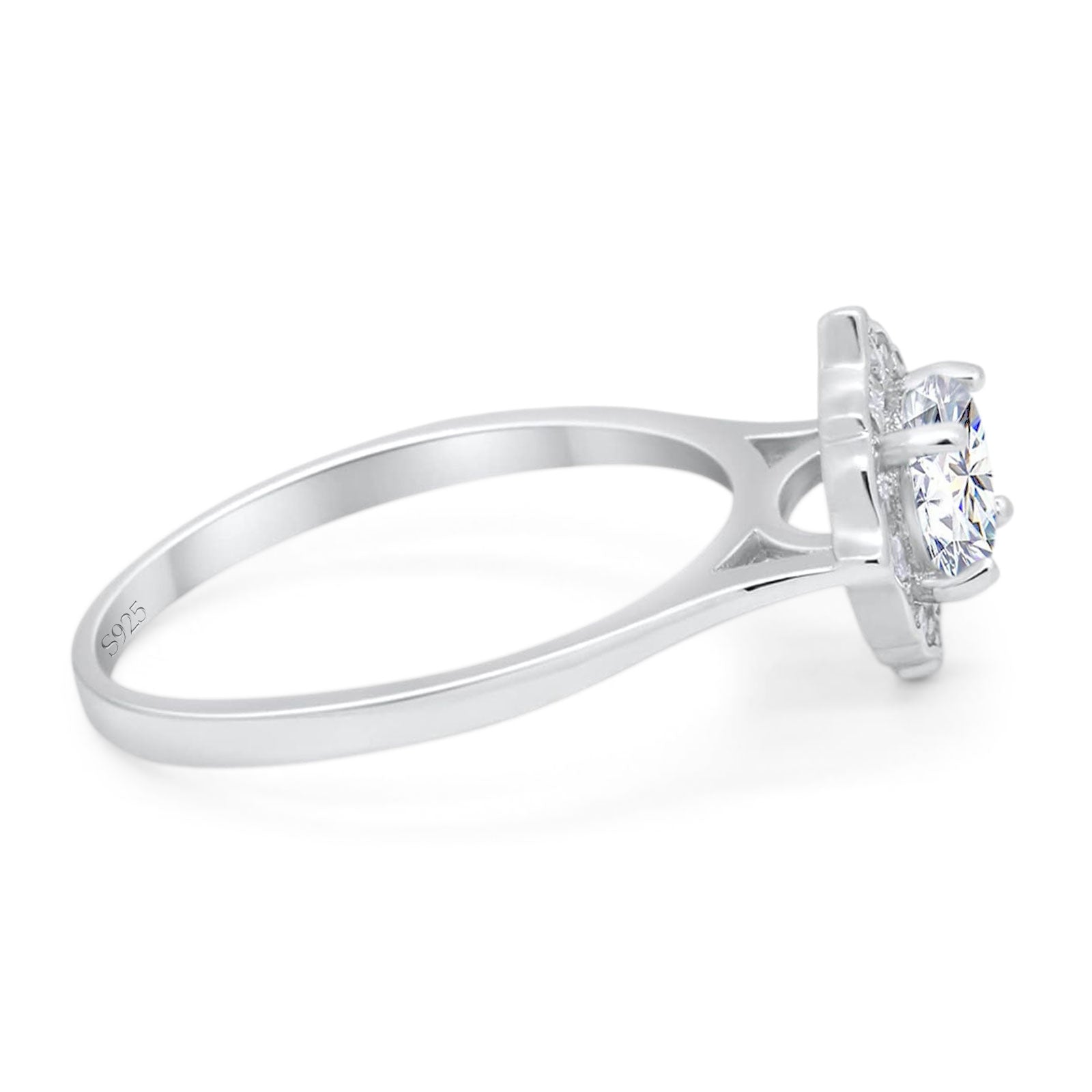 Floral Round Natural Stone Halo Ring