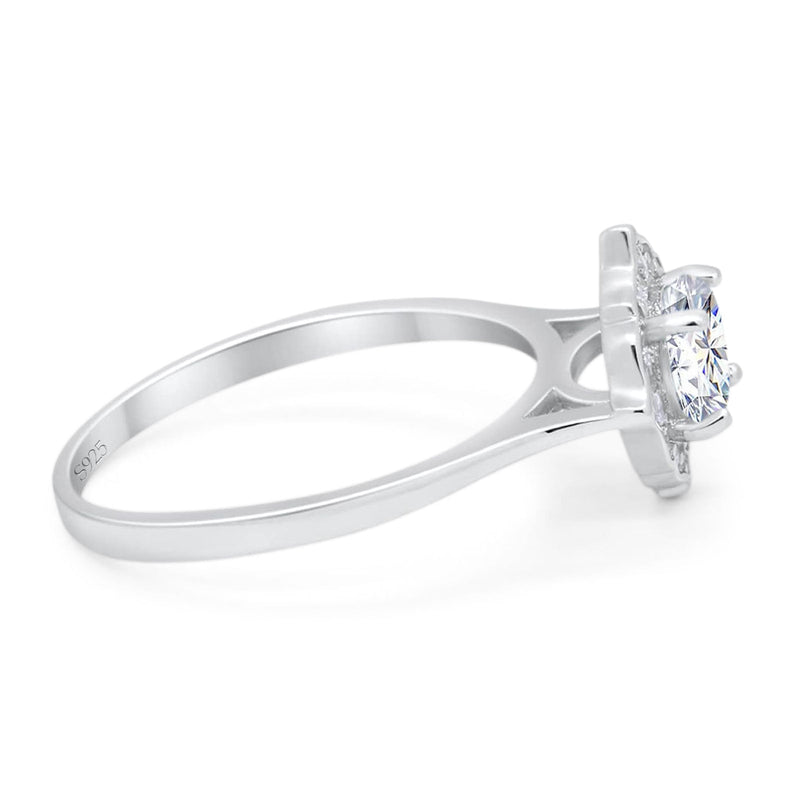 Floral Round Natural Stone Halo Ring