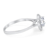 Floral Round Natural Stone Halo Ring