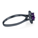 Floral Round Natural Stone Halo Ring