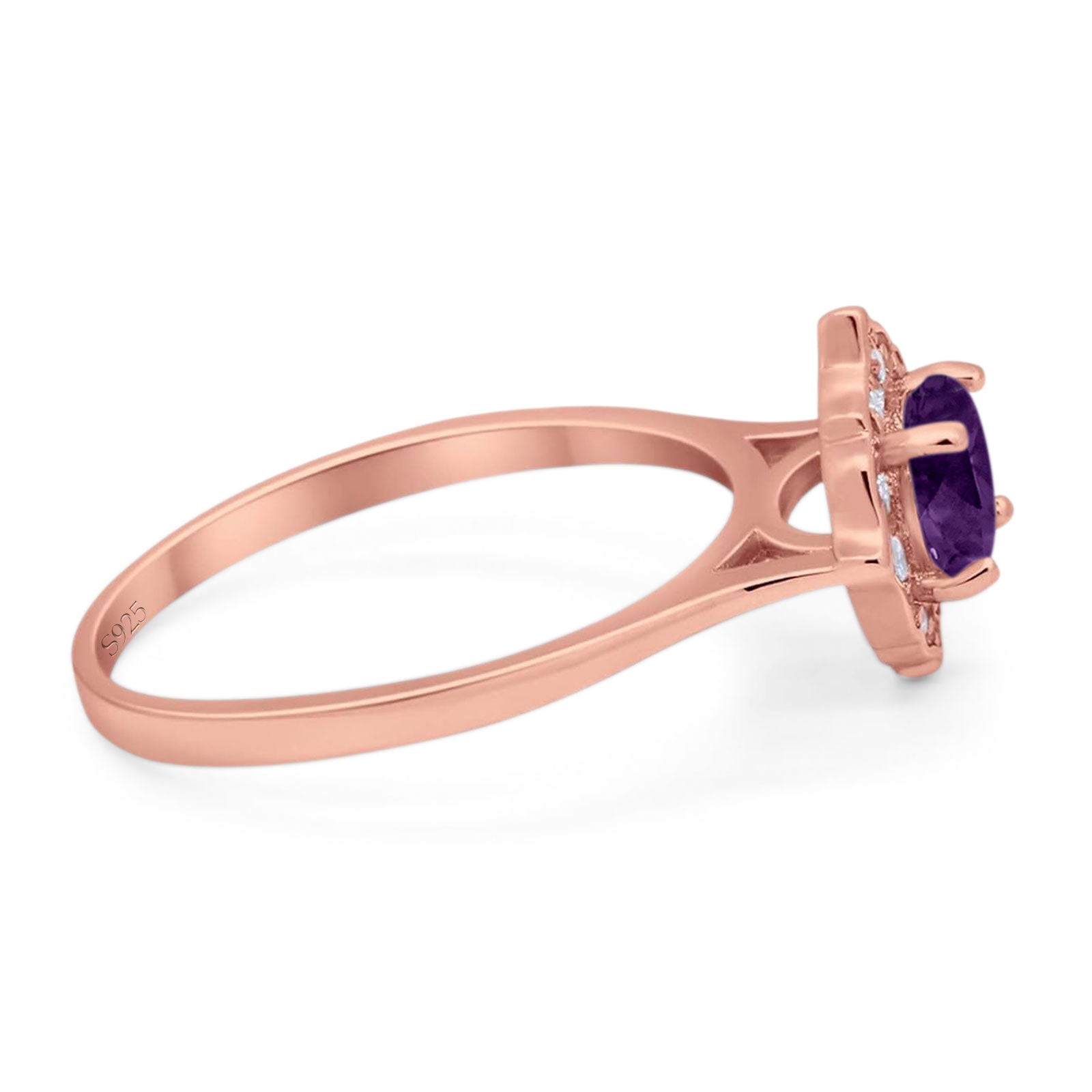 Floral Round Natural Stone Halo Ring