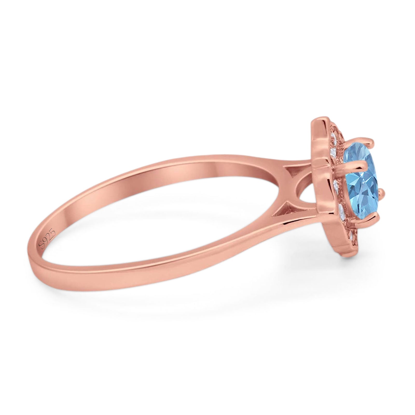 Floral Round Natural Stone Halo Ring