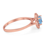 Floral Round Natural Stone Halo Ring