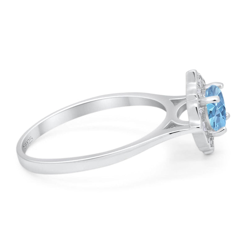 Floral Round Natural Stone Halo Ring
