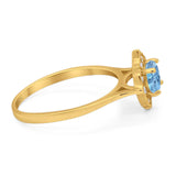 Floral Round Natural Stone Halo Ring
