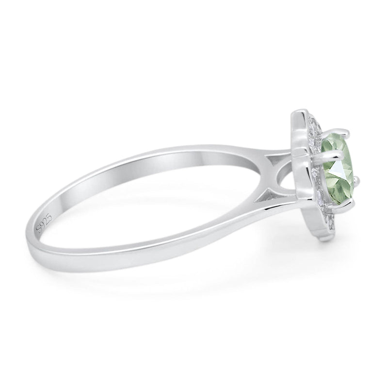 Floral Round Natural Stone Halo Ring