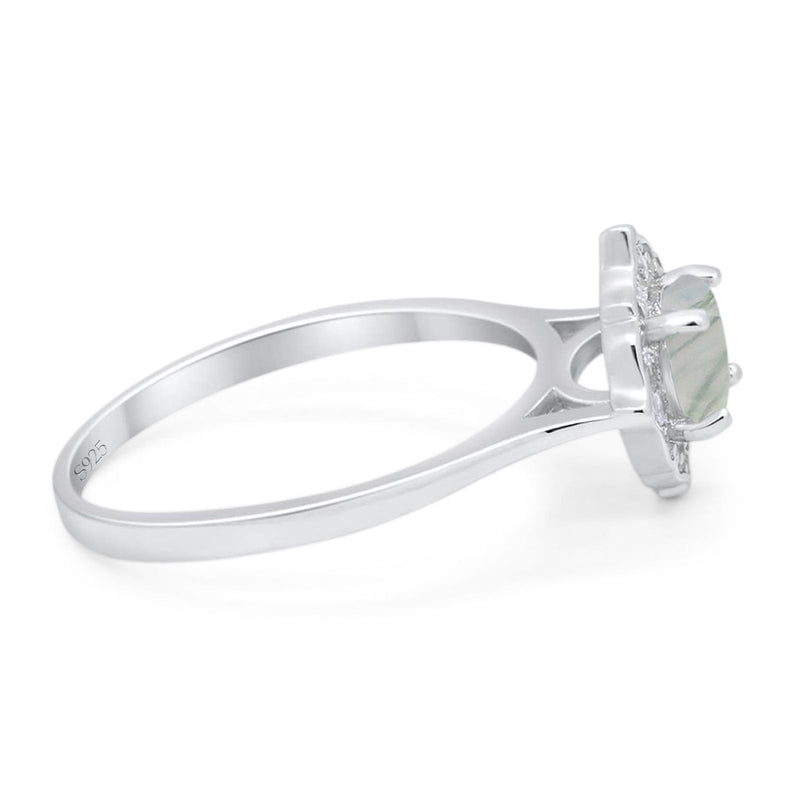 Floral Round Natural Stone Halo Ring