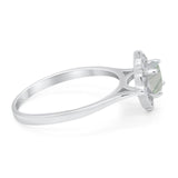 Floral Round Natural Stone Halo Ring