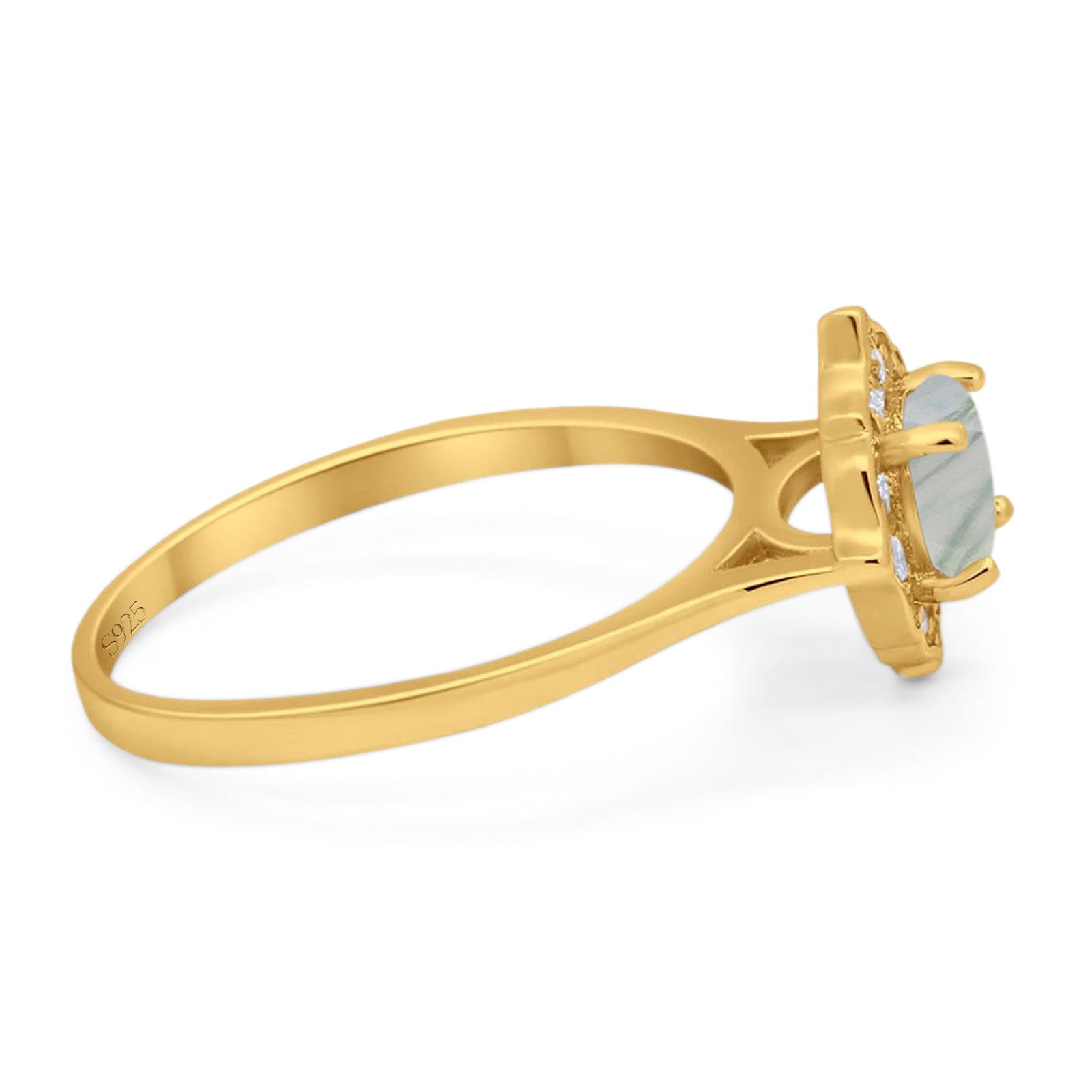 Floral Round Natural Stone Halo Ring