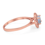 Floral Round Natural Stone Halo Ring