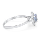 Floral Round Natural Stone Halo Ring