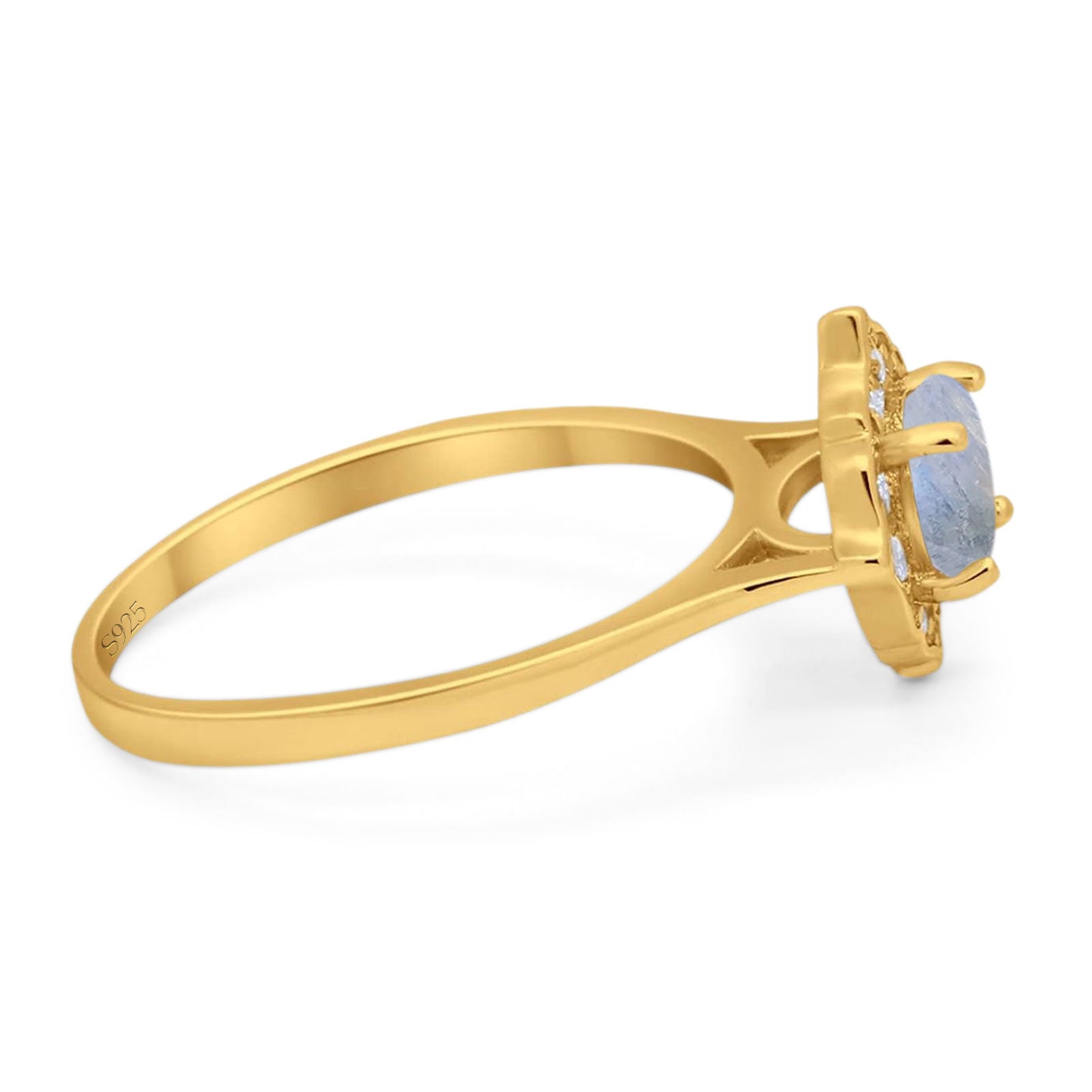 Floral Round Natural Stone Halo Ring