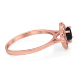 Floral Round Natural Stone Halo Ring