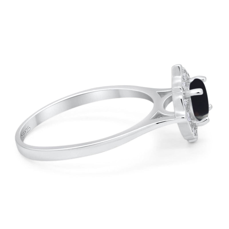 Floral Round Natural Stone Halo Ring