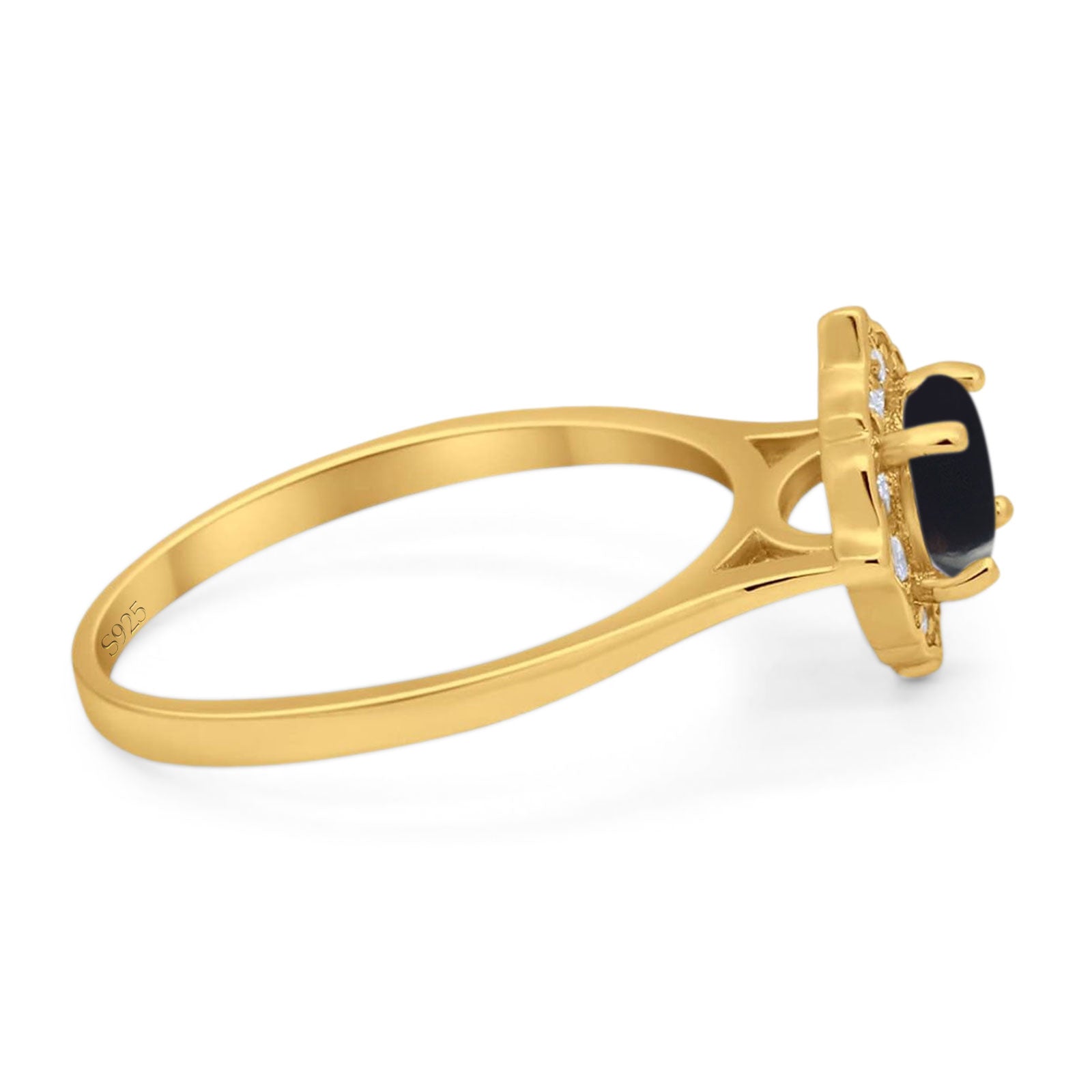 Floral Round Natural Stone Halo Ring