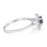 Floral Round Natural Stone Halo Ring