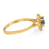 Floral Round Natural Stone Halo Ring