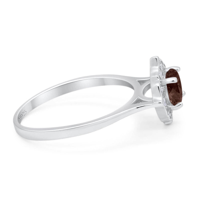 Floral Round Natural Stone Halo Ring