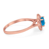 Floral Round Natural Stone Halo Ring