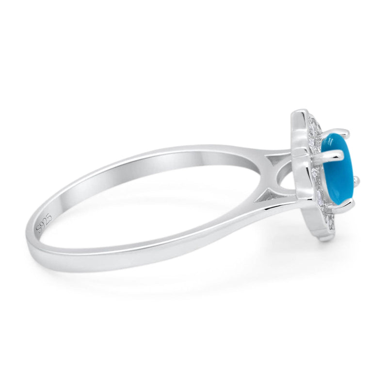 Floral Round Natural Stone Halo Ring