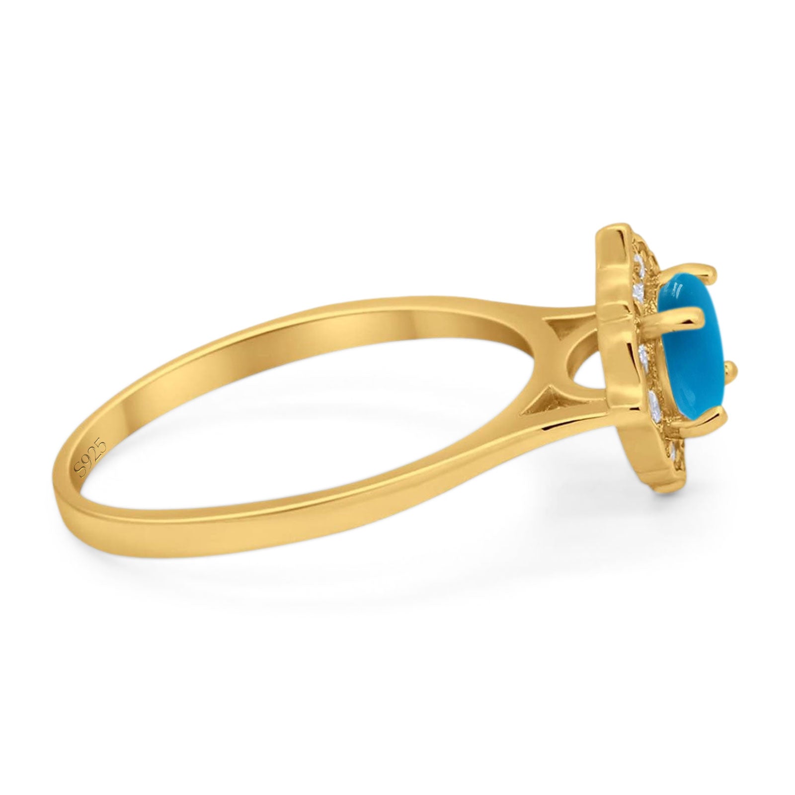 Floral Round Natural Stone Halo Ring