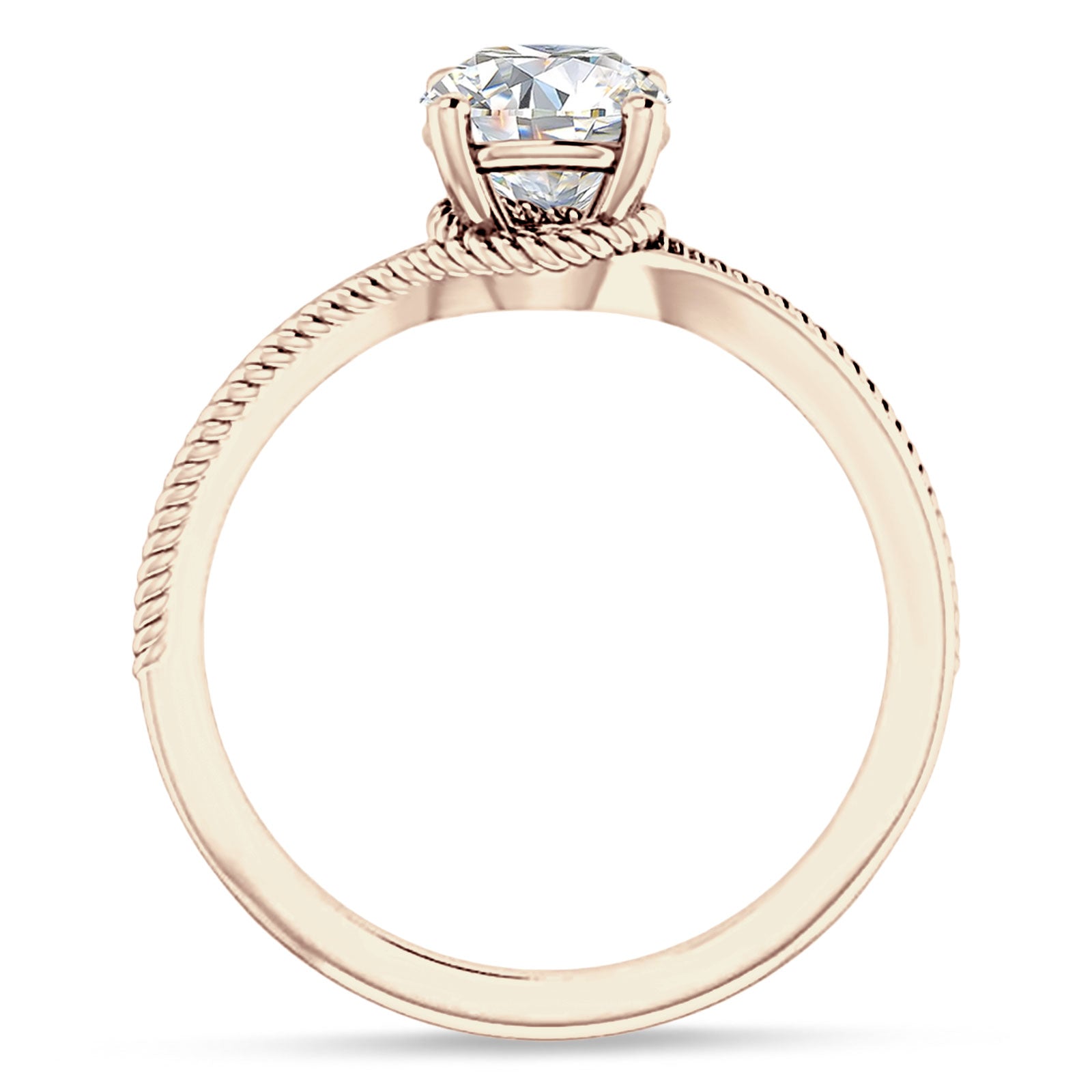 18K Gold IGI Certified Round 2 Carat Lab Grown Diamond Twisted Solitaire Ring