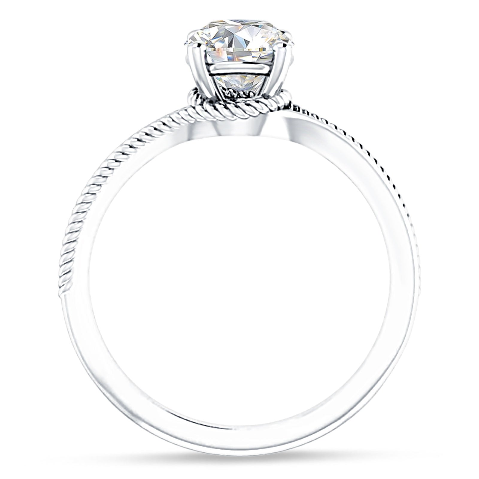 18K Gold IGI Certified Round 2 Carat Lab Grown Diamond Twisted Solitaire Ring