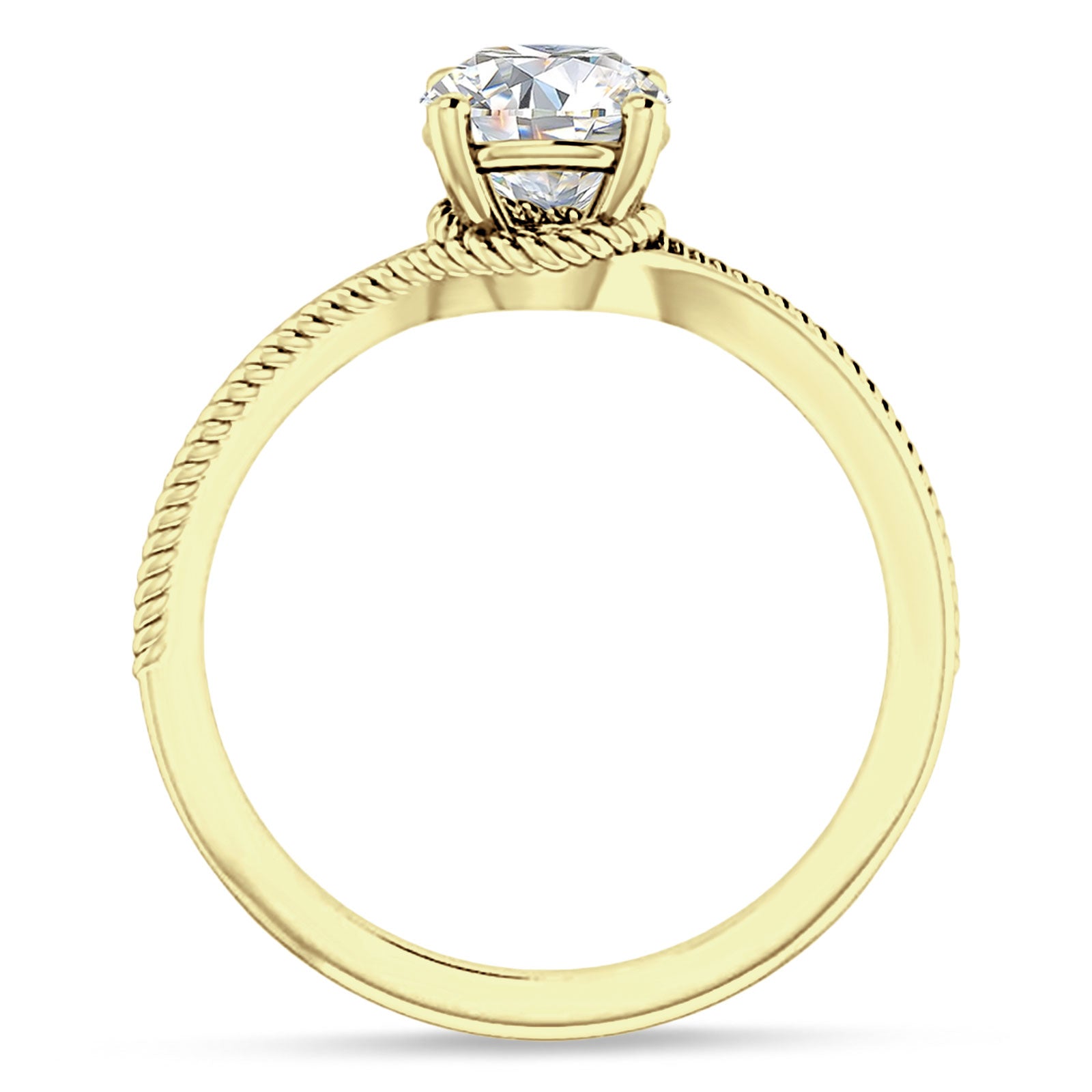 18K Gold IGI Certified Round 1 Carat Lab Grown Diamond Twisted Solitaire Ring