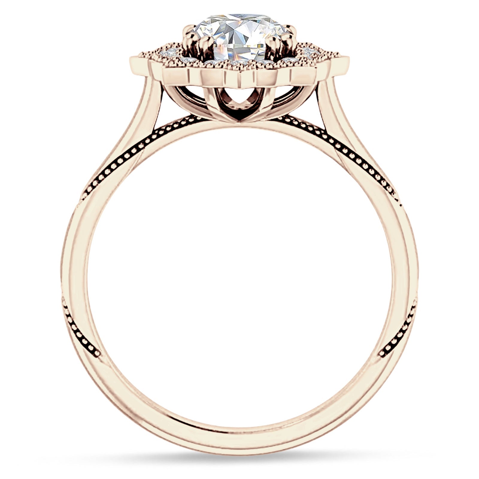 18K Gold IGI Certified Round 2 Carat Lab Grown Diamond Art Deco Floral Ring