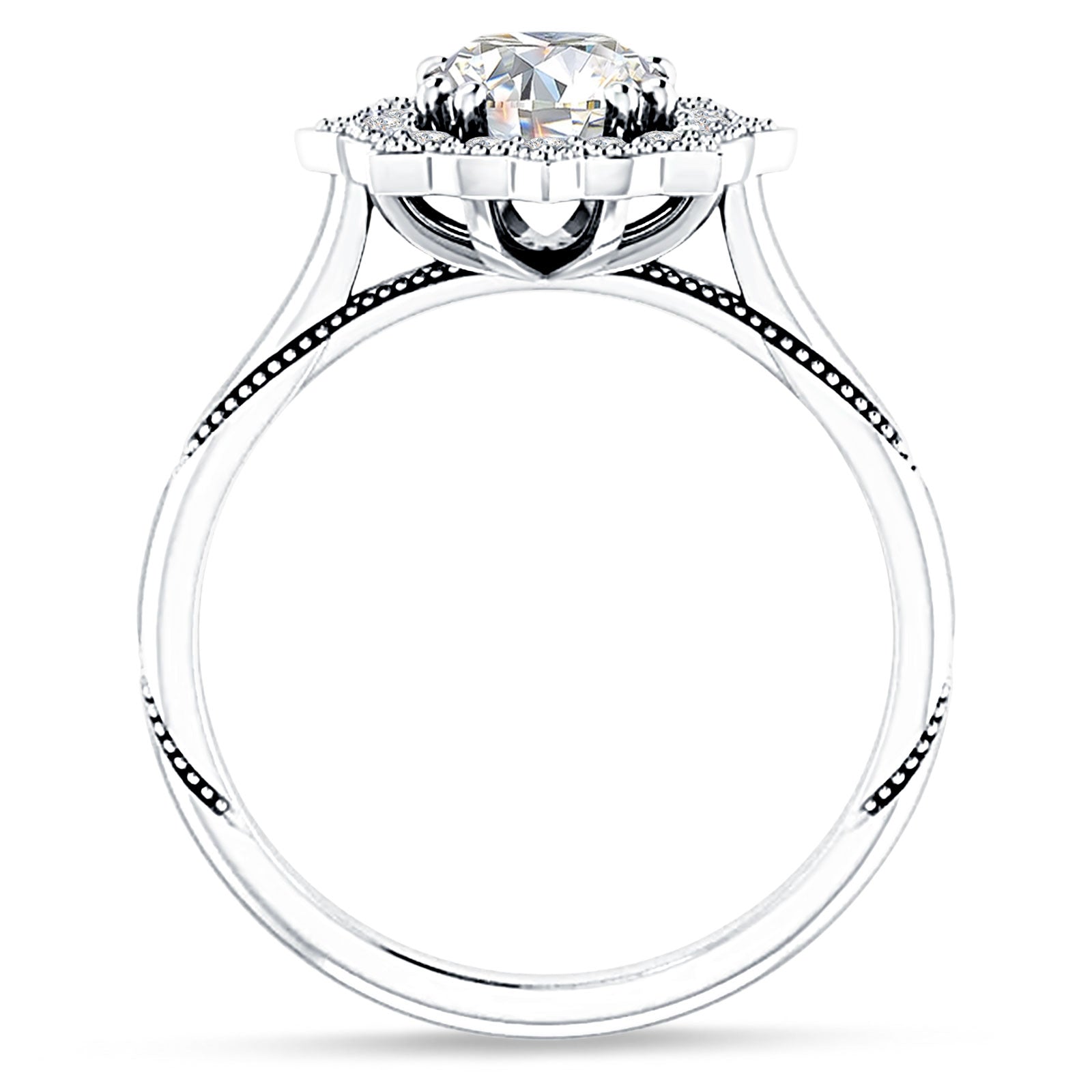 18K Gold IGI Certified Round 2 Carat Lab Grown Diamond Art Deco Floral Ring