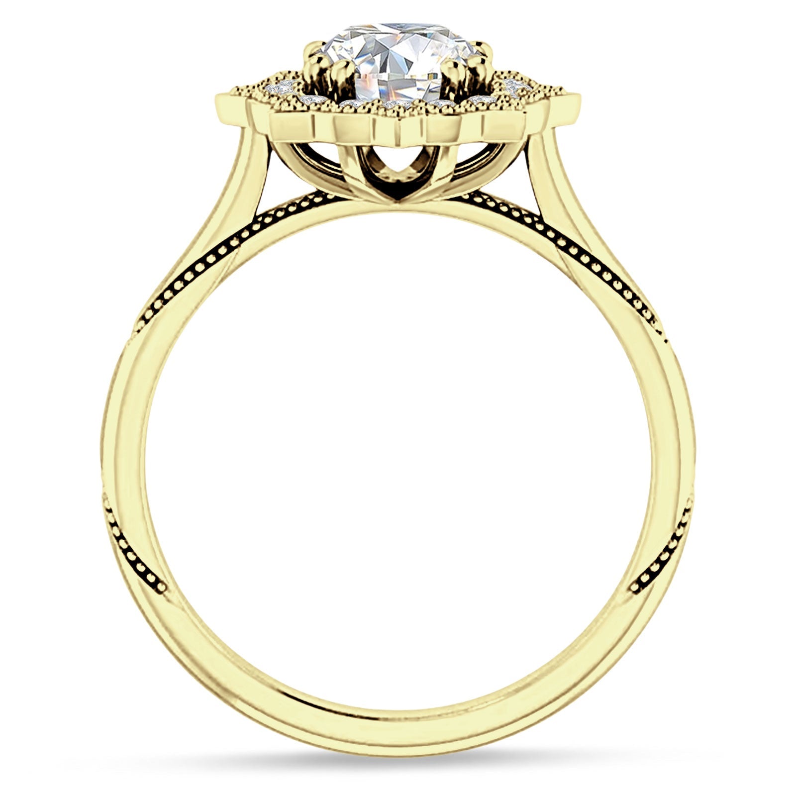 18K Gold IGI Certified Round 3 Carat Lab Grown Diamond Art Deco Floral Ring